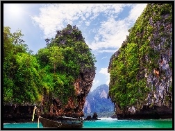 Łódka, Góry, Tajlandia, Morze