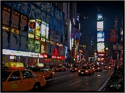 Taksówki, Times Square, Nowy Jork, Żółte