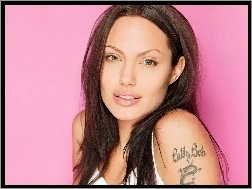 tatuaż, Angelina Jolie, brązowe włosy