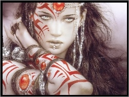Tatuaże, Biżuteria, Kobieta, Czerwone
