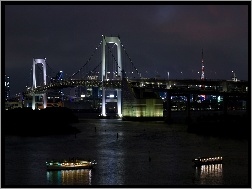 Tokyo, Tęczowy, Most, Nocą