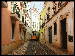 Tramwaj, Lizbona, Portugalia, Uliczka