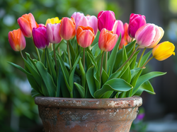 Tulipany, Kolorowe, Donica