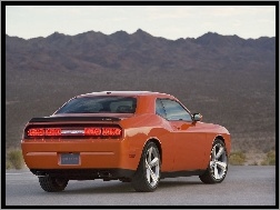 Tył, Dodge Challenger, Pomarańczowy, Lampy