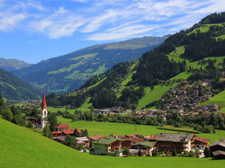 Tyrol, Kościół, Domy, Mayrhofen, Austria, Drzewa