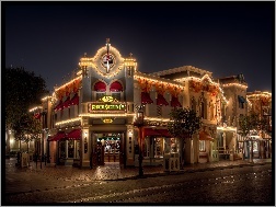 USA, Disneyland, Miasto nocą, Kalifornia