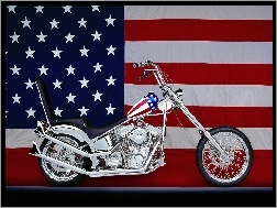 USA, Motocykl, Srebrny, Flaga