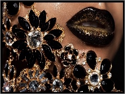 Usta, Czarno-Złota, Biżuteria