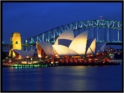 Sydney Opera House, Zatoka Port Jackson, Sydney, Australia, Most Sydney Harbour Bridge
