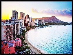 Waikiki, Morze, Honolulu, Plaża