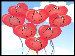 Walentynki, baloniki w serca