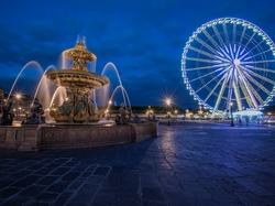 Widokowe, Plac Zgody, Fontaine des Mers, Paryż, Francja, Fontanna Mórz, Place de la Concorde, Koło