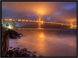 Wieczór, Golden Gate, Most, Rzeka