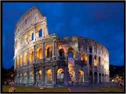 Wieczór, Włochy, Rzym, Koloseum