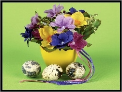 Wielkanoc, Nakrapiane, Kwiatki, Kolorowe, Jaja
