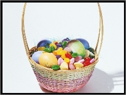 Wielkanoc, Kolorowe, Święconka, Koszyk, Jajeczka