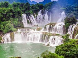 Wietnam, Rzeka, Jezioro, Wodospad, Ban Gioc Waterfall, Drzewa, Cao Bang