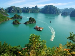 Wyspy, Wietnam Z lotu ptaka, Halong Bay, Morze