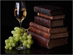 Wino, Książki, Stare, Winogrona