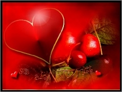 wiśnie, Walentynki, czerwone serce