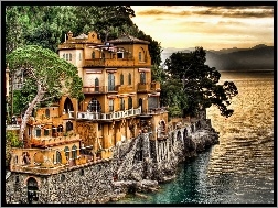 Włochy, Morze, Dom, Portofino