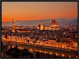 Włochy, Panorama, Florencja, Katedra, Miasta