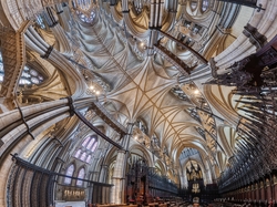 Wnętrze, Katedra, Lincoln, Anglia, Panorama sferyczna