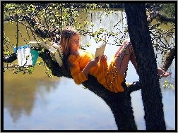Woda, Drzewo, Dziewczynka, Książki