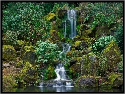 Wodospad, Portland, Japoński, Ogród, Oregon
