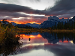 Wschód Słońca, Jezioro, Park Narodowy Banff, Góry, Vermilion Lake, Kanada