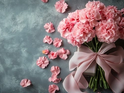 Kokarda, Kwiaty, Wiązanka, Wstążka, Goździki, Prezent