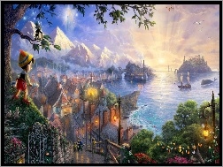 Wyspa, Disney, Thomas Kinkade, Pinokio