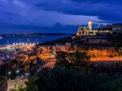 Mgarr, Noc, Zatoka, Oświetlone, Wyspa Gozo, Malta, Ulice, Miasto, Kościół Our lady of Lourdes