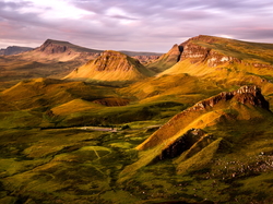 Szkocja, Wzgórza, Wyspa Skye, Osuwisko, Jezioro, Góry, Quiraing