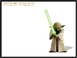 Yoda, Star Wars, białe tło, laser