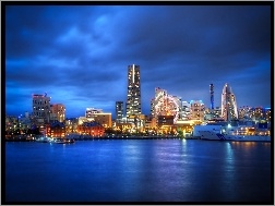 Yokohama, Port, Drapacze Chmur, Noc