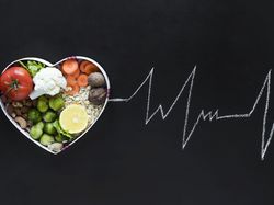 Wykres, Warzywa, Serce, Elektrokardiogram, Czarne tło, Zdrowa, Jedzenie, Żywność