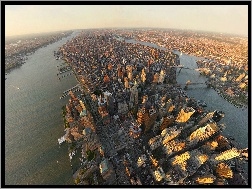 Panorama, Z, Góry, Miasta, Nowy Jork, Widok