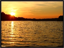 Jezioro, Zachód, Słońca
