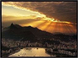 Promienie, Zachód, Brazylia, Rio de Janeiro, Słońca