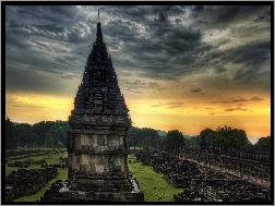 Zachód Słońca, Świątynia, Ruiny, Indie