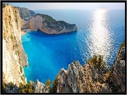 Zatoka, Zakynthos, Grecja, Skały, Morze, Plaża