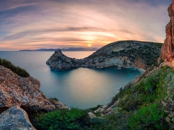 Sardynia, Morze, Skały, Zatoka Cagliari, Półwysep, Włochy