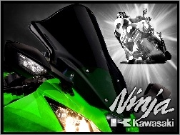 Motocyklista, Zielony, Motocykl, Kawasaki ZX-10R Ninja, Ścigacz