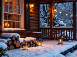 Taras, Zima, Dom, Lampiony, Szczapy