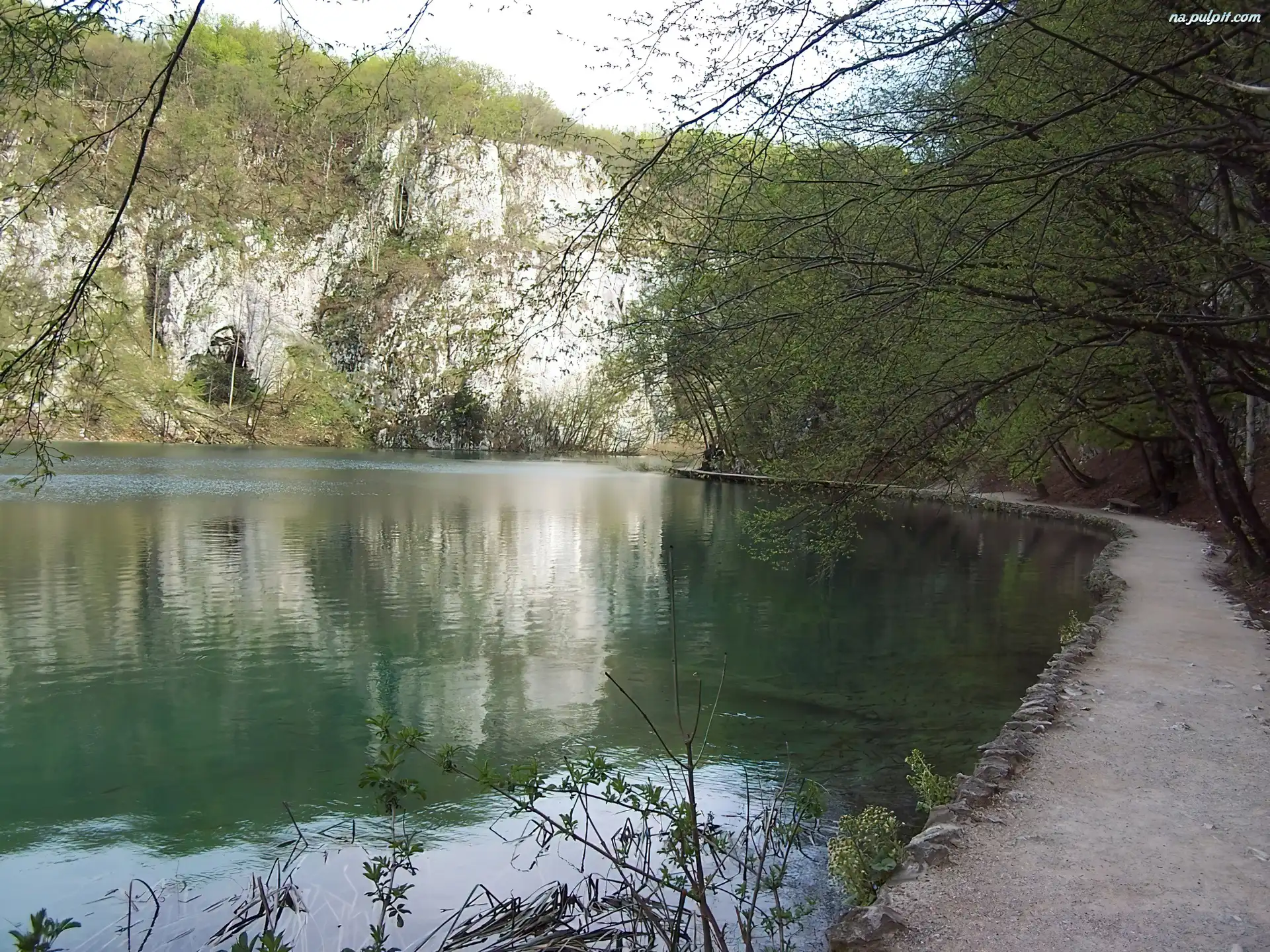 brzeg, jezioro, Góry, chodnik