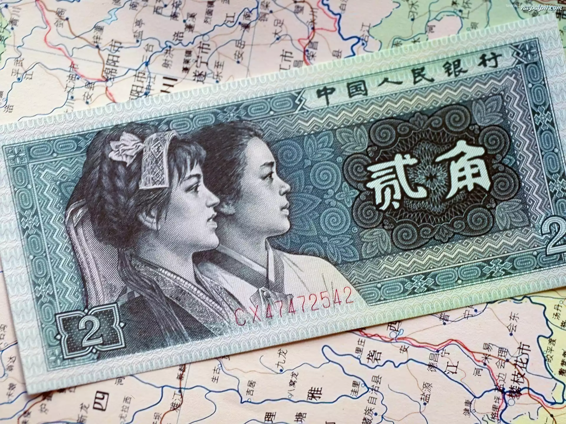 Mapa, Chiński, Banknot