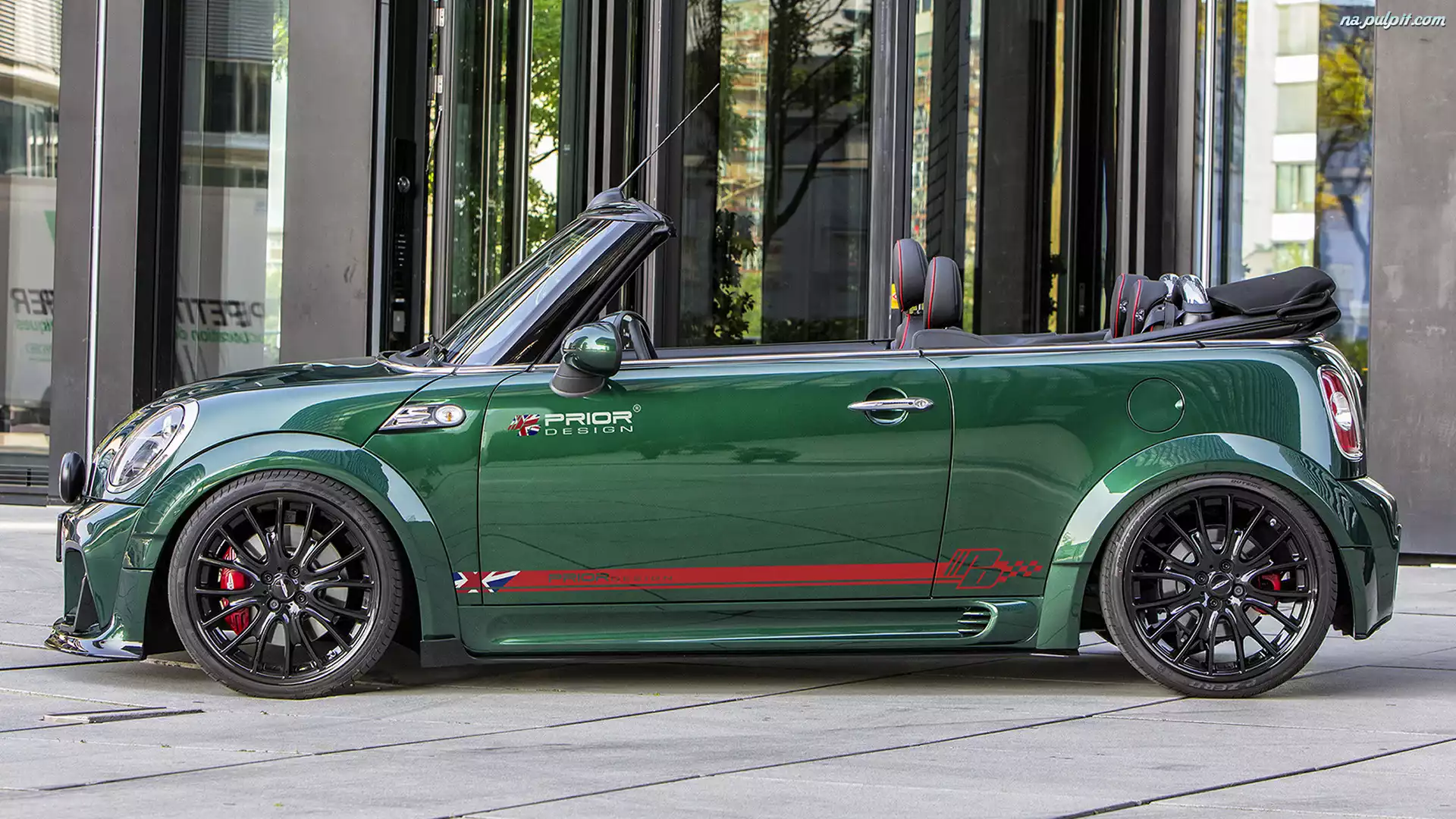 Cabrio, Zielony, Mini Cooper, Bok, S