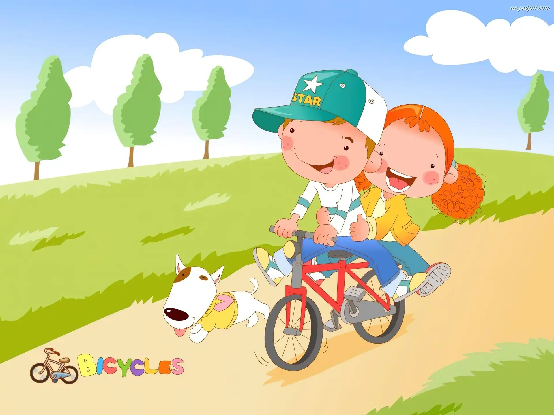 Rower, Dzieci, Pies