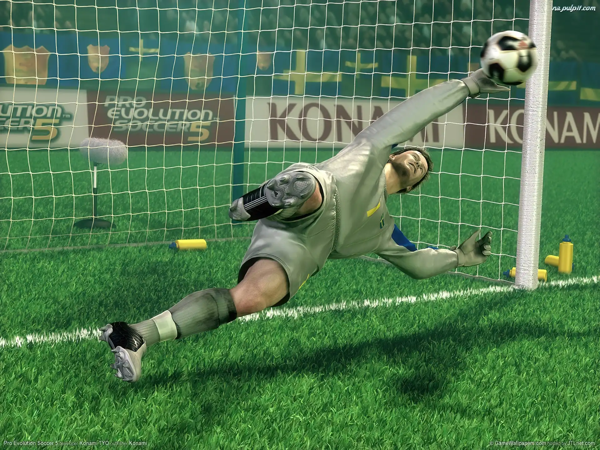 Pro Evolution Soccer 5, nożna, bramkarz, piłka, bramka